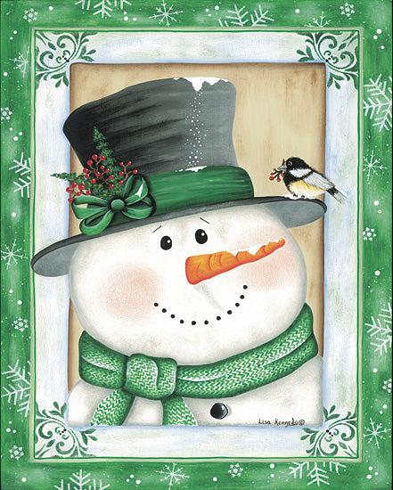 Lisa Kennedy KEN1315 - KEN1315 - Chickadee & Snowman - 12x16 Winter, Snowman, Chickadee, Holly, Berries, Top Hat, Snowflakes from Penny Lane