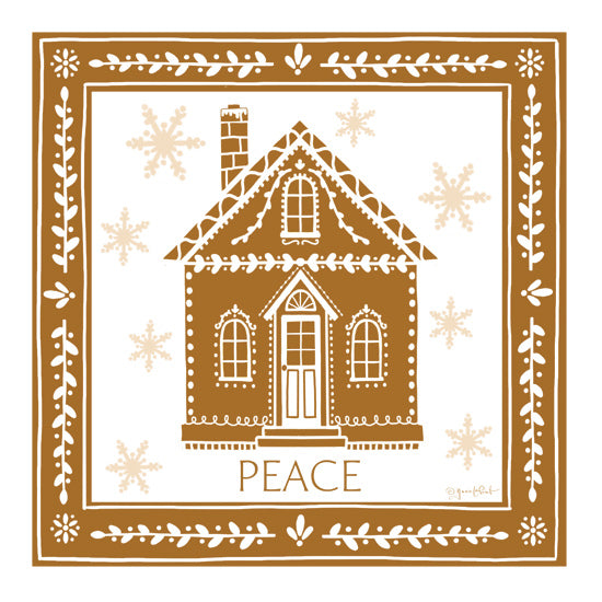 Annie LaPoint ALP2761 - ALP2761 - Gingerbread Christmas House - 12x12 Gingerbread house, snowflakes, peace, holiday theme, cookie illustration, Christmas decor from Penny Lane