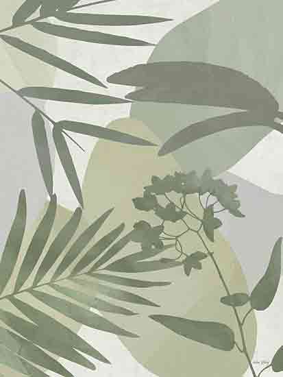 Amber Sterling AS119 - AS119 - Sage Nature Elements I - 12x16 green leaves, abstract foliage, modern plant design, leaf shapes, overlapping greenery, textured background from Penny Lane