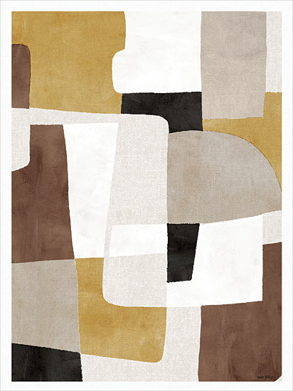 Amber Sterling AS344 - AS344 - Unbalanced II - 12x16 geometric abstraction, layered shapes, mustard and grey color palette, modern aesthetic, textile pattern, painterly texture from Penny Lane