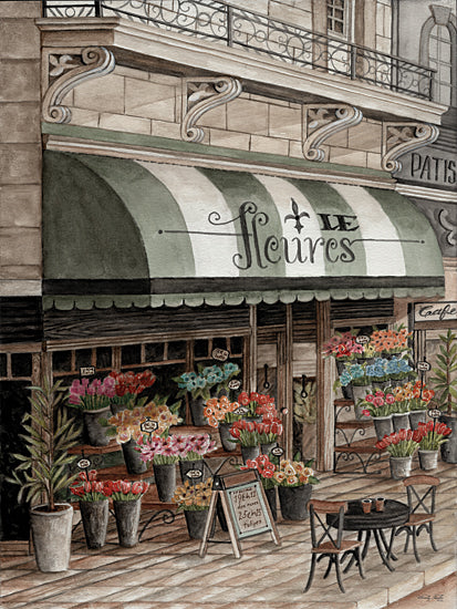 Cindy Jacobs CIN4272 - CIN4272 - Le Fleurs I - 12x16 Flower Shop, Le Fleurs, French, Awning, Flowers, Stands, Pails, Table, Chairs, France from Penny Lane