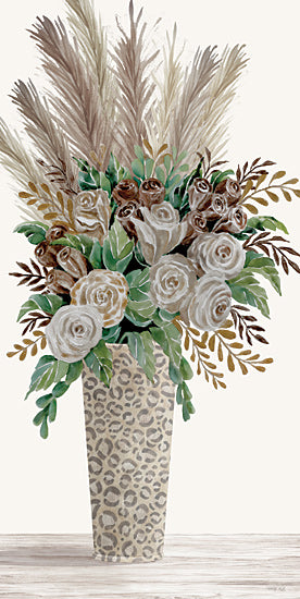 Cindy Jacobs CIN4333 - CIN4333 - Tranquil Beauty II - 9x18 tall floral arrangement, pampas grass, neutral roses, earthy tones, bohemian decor, farmhouse elegance, leopard print vase from Penny Lane