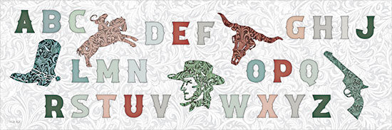 Cindy Jacobs CIN4405 - CIN4405 - Western Alphabet - 36x12 cowboy alphabet, western icons, cowboy boot, horse, longhorn skull, sheriff, pistol, patterned letters, decorative typography from Penny Lane