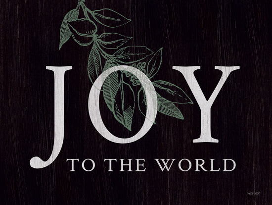 Cindy Jacobs CIN4408 - CIN4408 - Joy to the World - 16x12 joy to the world, holiday message, black background, green leaves, white text, Christmas typography, chalkboard style, watercolor from Penny Lane