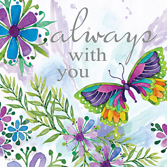 Cindy Jacobs CIN4466 - CIN4466 - Always With You - 12x12 always with you quote, butterfly artwork, purple and green flowers, sympathy image, remembrance quote, floral watercolor art, memorial keepsake from Penny Lane