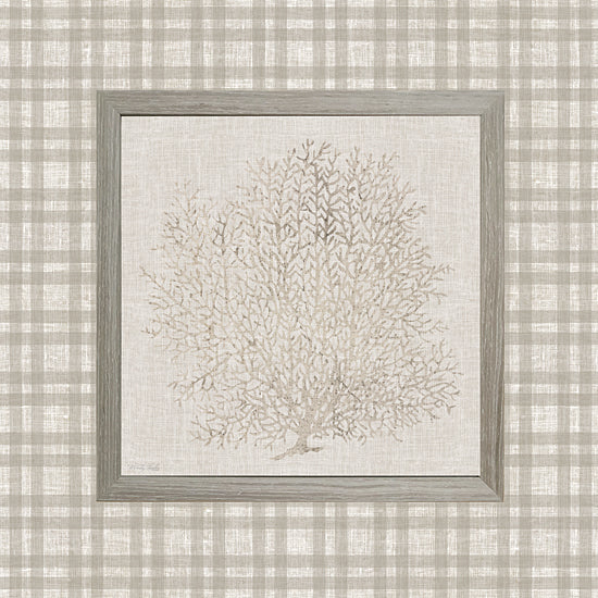 Cindy Jacobs CIN4517 - CIN4517 - Coral Branch II - 12x12 sea fan coral, framed ocean plant, marine decor, oceanic pattern, neutral seaweed art, watercolor wall art from Penny Lane