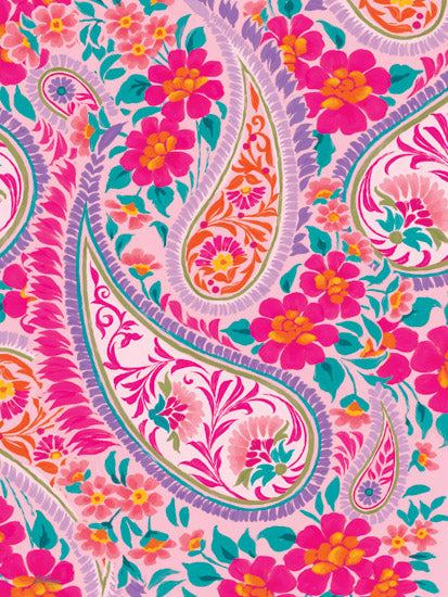 Cat Thurman Designs CTD346 - CTD346 - Bright Paisley - 12x16 floral paisley pattern, intricate paisley design, pink and orange flowers, decorative art, bohemian style from Penny Lane