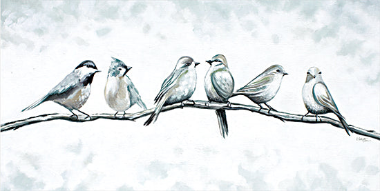 Elizabeth Tyndall ET442 - ET442 - Feathered Friends    EXC - 18x9 Birds on a branch, watercolor birds, nature illustration, country charm, decorative wall art, green hues, fine brush detail from Penny Lane
