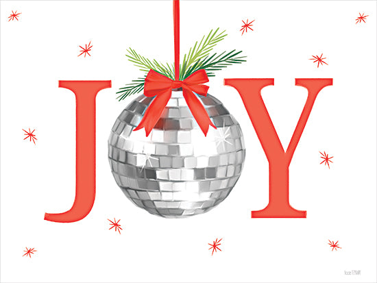 House Fenway FEN1273 - FEN1273 - Disco Joy - 16x12 joy holiday decor, disco ball ornament, red typography, Christmas theme, festive greeting, minimalist holiday art, sparkles from Penny Lane