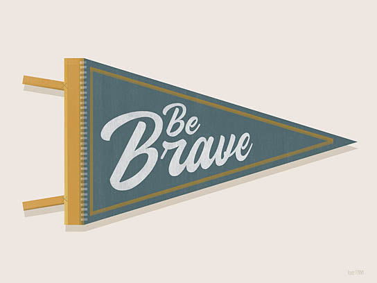 House Fenway FEN1286 - FEN1286 - Be Brave Pennant - 16x12 retro pennant, be brave message, motivational decor, teal and gold, vintage typography, encouraging words, house fenway from Penny Lane