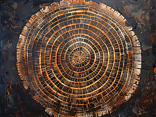 Heidi Kuntz HK384 - HK384 - Time's Compass   - 16x12 tree rings, wood texture, nature cross section, annual growth rings, earthy tones, abstract nature pattern, rustic wood slice, organic design from Penny Lane