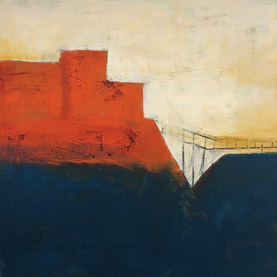 JG Studios JGS560 - JGS560 - Citadel - 12x12 abstract geometric shapes, red and navy color blocks, modern structure, architectural impression, textured abstract, color field painting, minimal urban form from Penny Lane