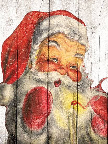 Lux + Me Designs LUX1131 - LUX1131 - Candlelight Claus - 12x16 Santa Claus, candlelight, snowy background, festive theme, Christmas painting, vintage feel, wooden planks from Penny Lane
