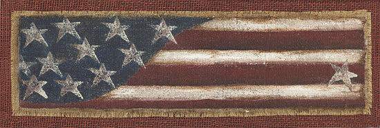 Michele Musser MM385 - MM385 - Burlap Flag - 18x6 vintage American flag, burlap texture, rustic patriotic art, red white and blue, Americana theme, distressed country decor from Penny Lane