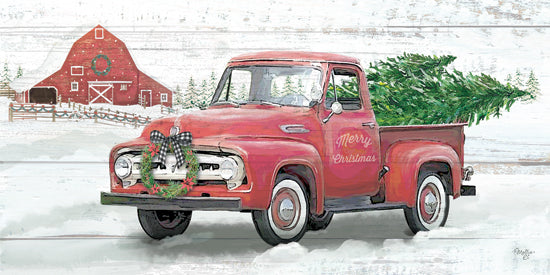 Mollie B. MOL2877 - MOL2877 - Holiday Haul - 18x9 vintage red truck, Christmas tree delivery, red barn, snowy scene, watercolor holiday card, nostalgic rural setting from Penny Lane