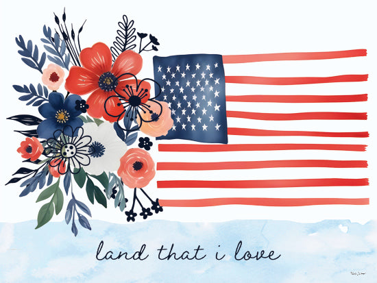 Nicole DeCamp ND739 - ND739 - Floral American Flag - 16x12 American flag, floral arrangement, patriotic, watercolor, red white and blue, independence day, artistic flag from Penny Lane