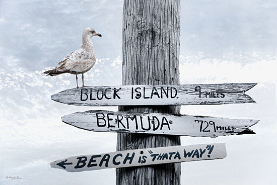 Robin-Lee Viera RLV727 - RLV727 - Beach is "Thata Way" - 18x12 seagull, directional sign, wooden post, beach sign, Block Island, Bermuda, coastal destination, whimsical signage, ocean, nautical theme from Penny Lane