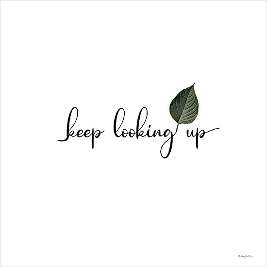 Robin-Lee Viera RLV794 - RLV794 - Keep Looking Up - 12x12 motivational quote, keep looking up, leaf illustration, cursive script, nature themed typography, uplifting message, white background, minimal design from Penny Lane