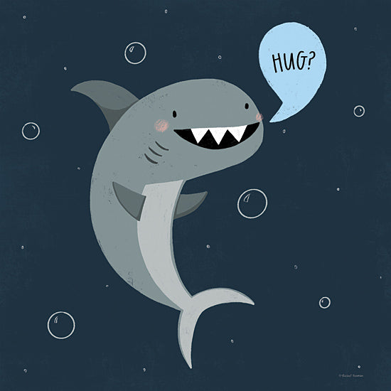 Rachel Nieman RN612 - RN612 - Sharks Want Hugs Too - 12x12 Children, Cartoon, Whimsical, Shark, Nautical, Hug, Typography, Signs, Textual Art, Air Bubbles, Underwater from Penny Lane