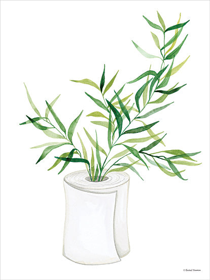 Rachel Nieman RN658 - RN658 - Toilet Paper Vase - 12x16 toilet paper, greenery, watercolor, humorous art, simple, minimalistic, botanical, quirky from Penny Lane