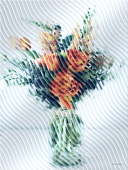 Seven Trees Design ST1194 - ST1194 - Rippling Roses - 12x16 colorful flower bouquet, distorted wave filter, vase of flowers, modern floral photography, dreamy soft focus from Penny Lane