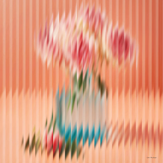 Seven Trees Design ST1195 - ST1195 - Floral Fractals - 12x12 blurry stripes, pink background, vase of roses, vertical motion blur, artistic floral rendering, vibrant colors from Penny Lane