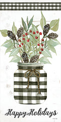 CIN2102 - Happy Holidays Gingham Jar     - 9x18