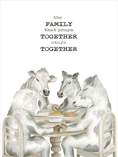 Cindy Jacobs CIN4052 - CIN4052 - Grateful, Thankful, Blessed - 12x16 Whimsical, Kitchen, Cows, The Family that Prays Together Stays Together, Typography, Signs, Textual Art, Family, Kitchen Table, Prayer, Eating, Farmhouse/Country from Penny Lane
