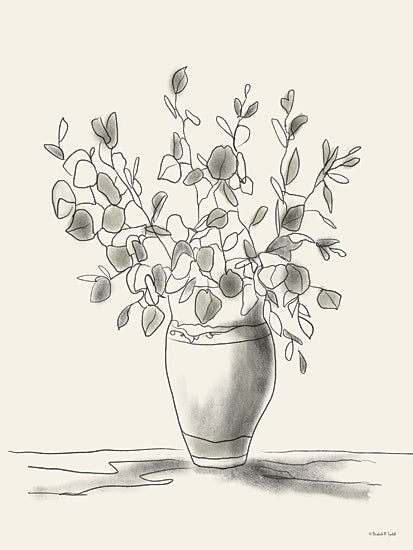 Elizabeth Tyndall ET136 - ET136 - Sketchy Bouquet I - 12x16 Greenery, Leaves, Botanical, Sketch, Drawing Print, Bouquet, Vase, Black & White from Penny Lane