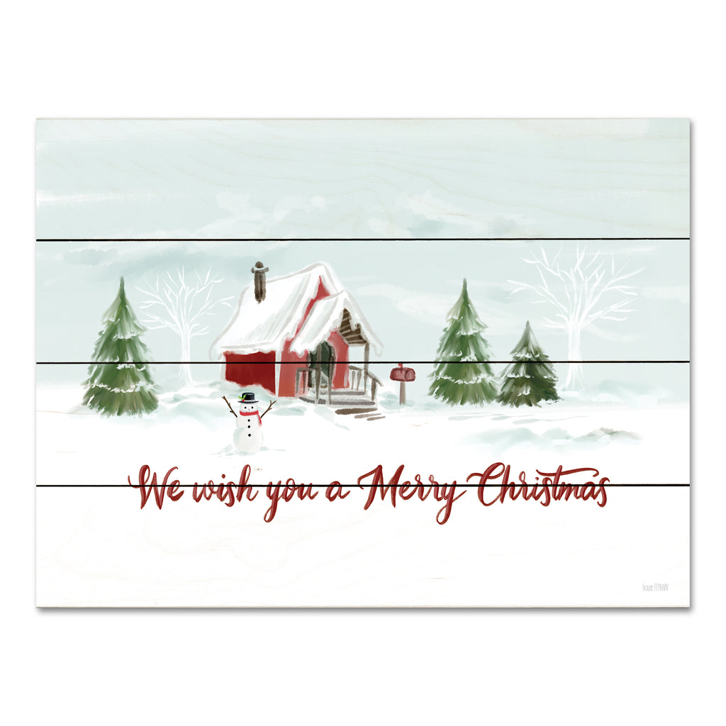 House Fenway FEN830PAL - FEN830PAL - Snowy Christmas House    - 16x12 Christmas, Holidays, House, Winter, We Wish You a Merry Christmas, Typography, Signs, Snowman, Landscape, Winter from Penny Lane