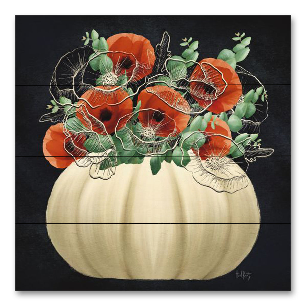 Heidi Kuntz HK182PAL - HK182PAL - Poppy Pumpkin - 12x12 Poppies, Pumpkin, Still Life, Fall, Flowers, Orange Poppies from Penny Lane