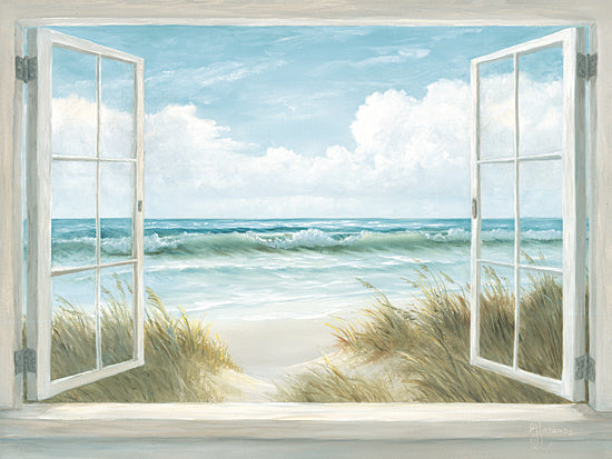 Georgia Janisse JAN318 - JAN318 - Ocean View - 16x12 Coastal, Landscape, Ocean, Beach, Sand, Waves, Sky, Clouds, Beach Grass, Window, Ocean View from Penny Lane