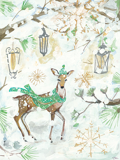 Jessica Mingo JM352 - JM352 - Snowy Deer - 12x16 Deer, Winter, Snow, Humorous, Snowflakes, Lanterns, Trees from Penny Lane