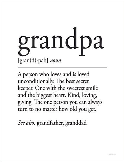 lettered & lined LET688 - LET688 - Grandpa Definition 1 - 12x16 Grandpa, Grandfather, Papa, Definition, Typography, Signs, Inspirational, Black & White from Penny Lane