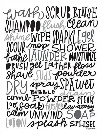          Molly Mattin MAT100 - MAT100 - Bathroom Words - 12x16 Bath, Wash, Scrub, Rinse, Typography, Sign, Textual Art, Black & White from Penny Lane