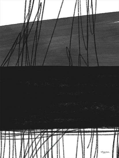 Molly Mattin MAT135 - MAT135 - Erosion 2 - 12x16 Abstract, Horizontal Columns, Scribbled Lines, Black & White, Contemporary from Penny Lane