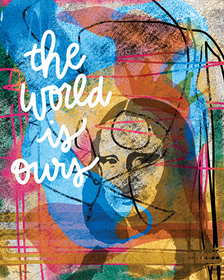 Molly Mattin MAT210 - MAT210 - The World is Ours - 12x16 Abstract, Figurative, Woman, The World is Ours, Typography, Signs, Textual Art, Rainbow Colors, Contemporary from Penny Lane