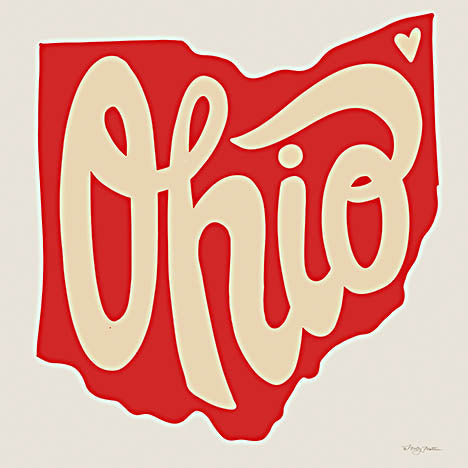 Molly Mattin MAT218 - MAT218 - Ohio Love - 12x12 Ohio, State of Ohio, Typography, Signs, Textual Art, Heart, Red from Penny Lane