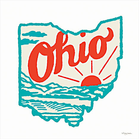 Molly Mattin MAT219 - MAT219 - Vintage Ohio - 12x12 Ohio, State of Ohio, Typography, Signs, Textual Art, River, Sun, Blue, Red from Penny Lane
