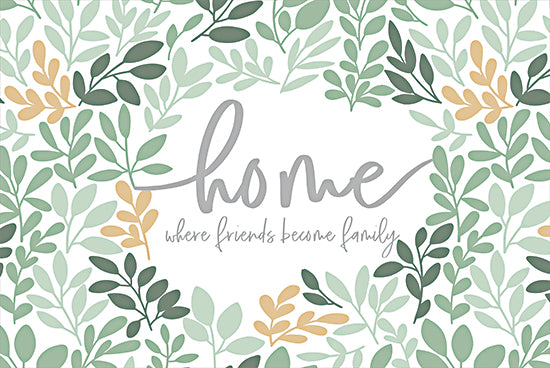Masey St. Studios MS270 - MS270 - Home - Where Friends Become Family - 18x12 Inspirational, Home Where Friends Become Family, Typography, Signs, Textual Art, Leaves, Greenery from Penny Lane