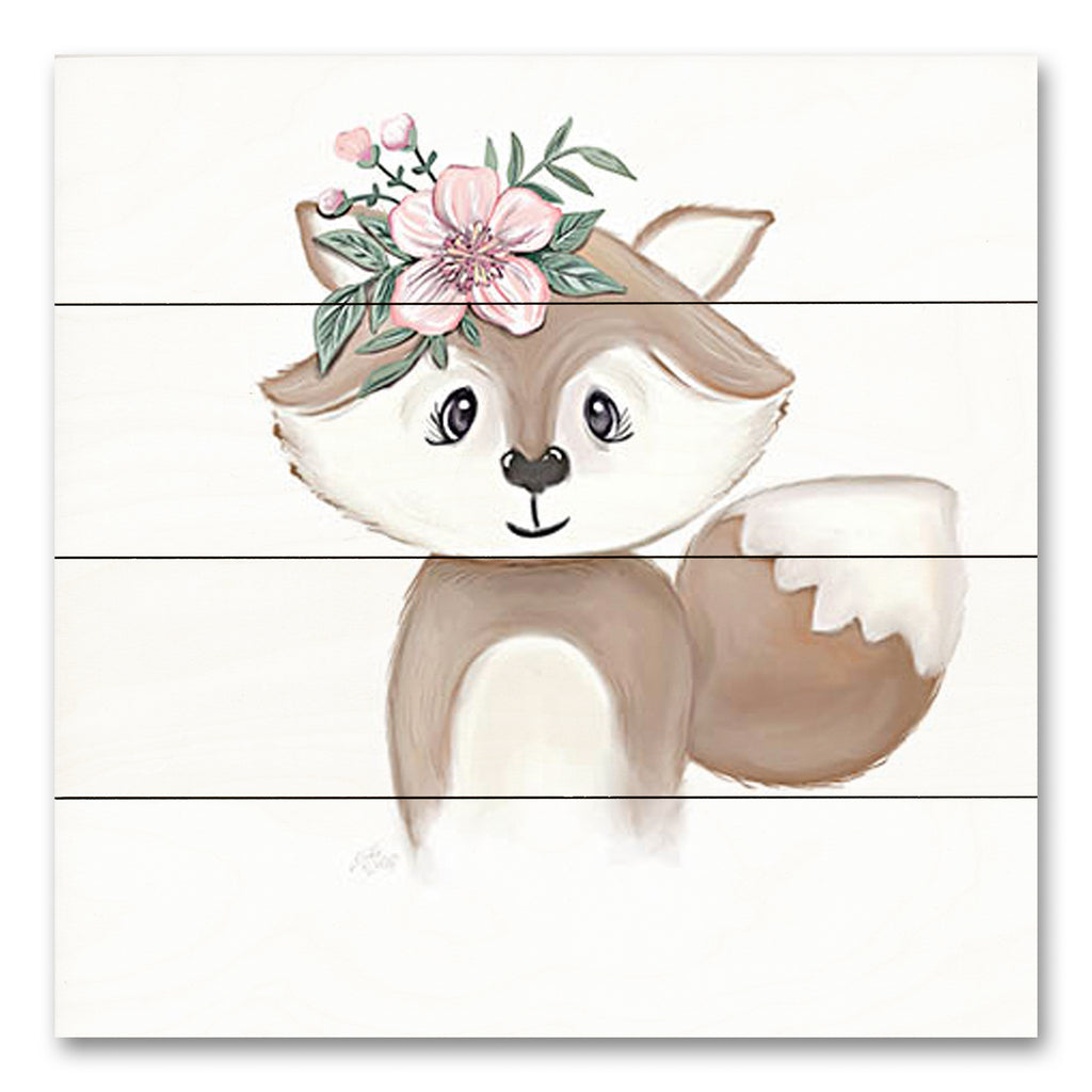 MakeWells MW139PAL - MW139PAL - Cute Floral Fox - 12x12 Baby, Baby's Room, New Baby, Fox, Baby Fox, Pup, Whimsical, Flower, Pink Flower from Penny Lane