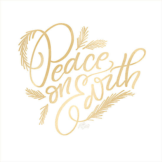 MakeWells MW150 - MW150 - Peace on Earth - 12x12 Christmas, Holidays, Peace on Earth, Typography, Signs, Textual Art, Greenery, Gold from Penny Lane