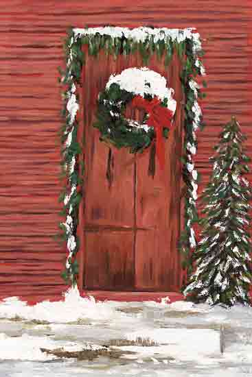 White Ladder WL227 - WL227 - Christmas Barn Door - 12x18 Christmas, Holidays, Barn, Barn Door, Red Barn Door, Wreath, Garland, Winter, Snow from Penny Lane