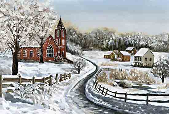 White Ladder WL260 - WL260 - Winter Village - 18x12 Winter, Village, Church, Snow, Road, Fence, Houses, Trees, Landscape from Penny Lane