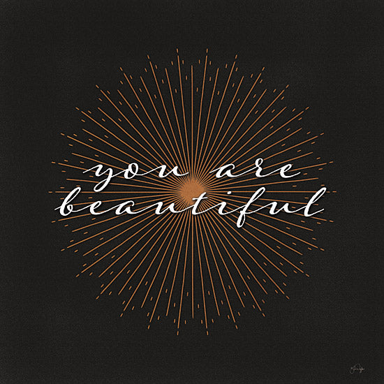 Yass Naffas Designs YND219 - YND219 - You Are Beautiful - 12x12 Inspirational, Typography, Signs, You are Beautiful, Sunburst from Penny Lane