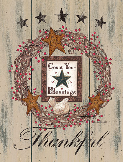 Linda Spivey LS1757 - Count Your Blessings - 12x16 Count Your Blessings, Wreath, Berries, Birds, Barn Star from Penny Lane