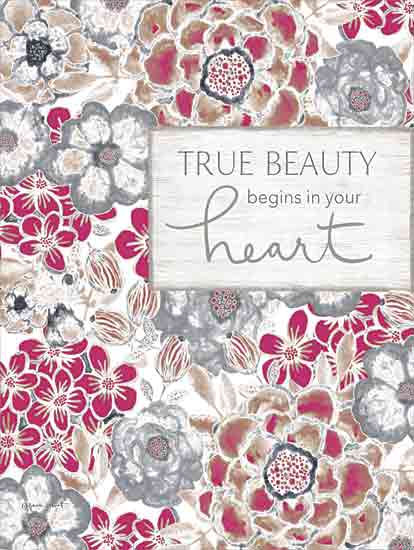 Annie LaPoint ALP2497 - ALP2497 - True Beauty - 12x16 Inspirational, True Beauty Begins in Your Heart, Typography, Signs, Textual Art, Flowers, Bohemian from Penny Lane