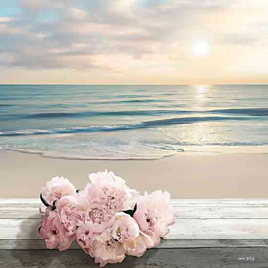 Amber Sterling AS159 - AS159 - Peonies on the Beach - 12x12 Coastal, Landscape, Ocean, Waves, Sunlight, Flowers, Peonies, Pink Peonies, Beach, Sand from Penny Lane