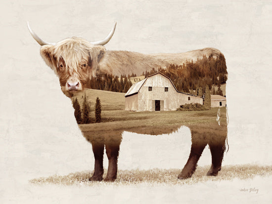 Amber Sterling AS191 - AS191 - Landscape Highland Fusion - 16x12 Photography, Cow, Highland, Farm, Farm Animal, Landscape, Fusion, Double Exposure from Penny Lane