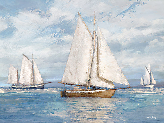 Amber Sterling AS223 - AS223 - Sailboat Serenity - 16x12 Coastal, Sailboats, Ocean, Sky, Clouds, Landscape, Sailboat Serenity from Penny Lane